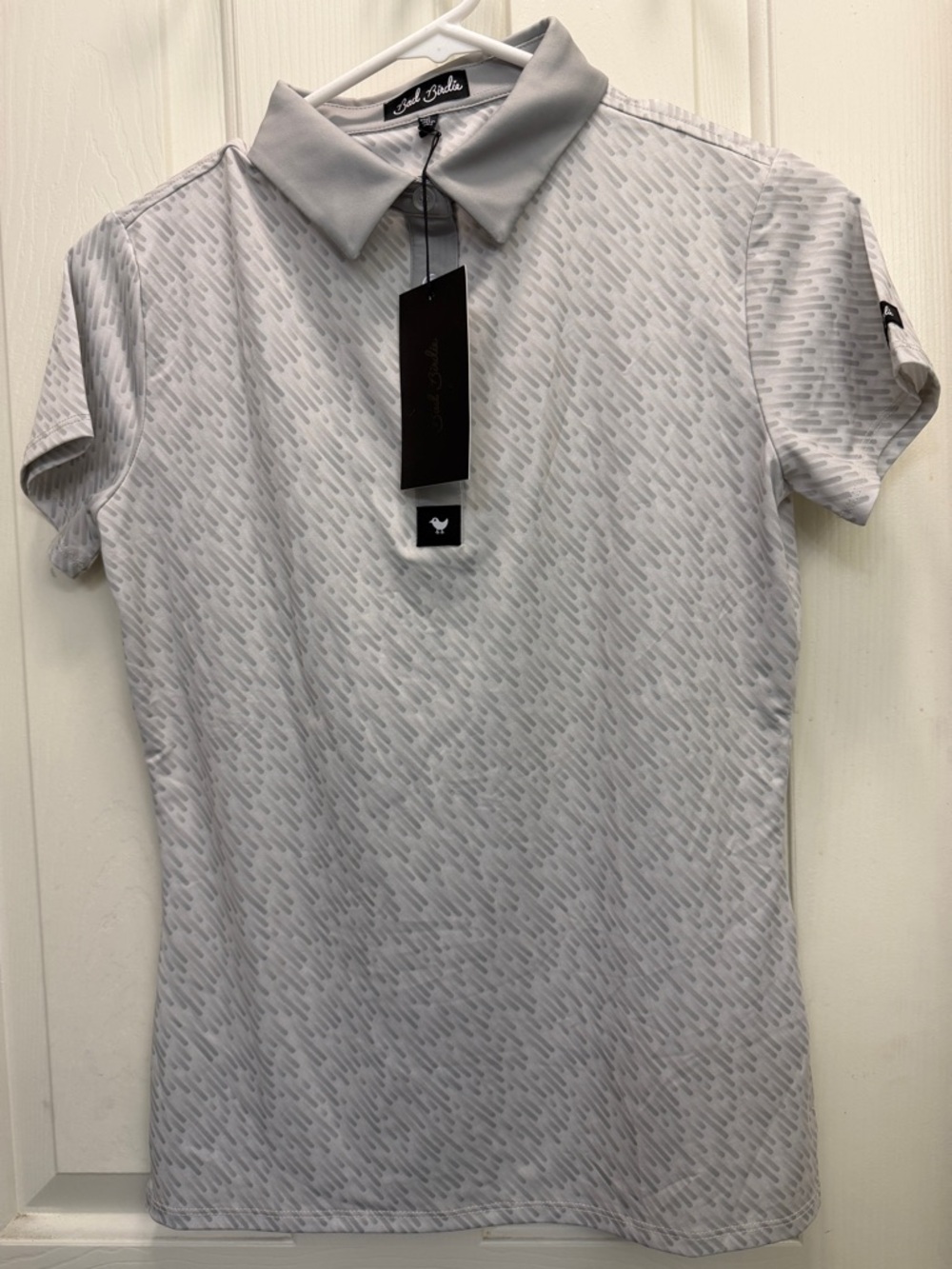 Bad Birdie women's  Light Gray Patterned Polo small salt shaker golf